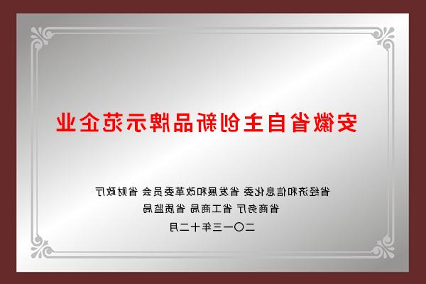 安徽省自主创新品牌示范企业